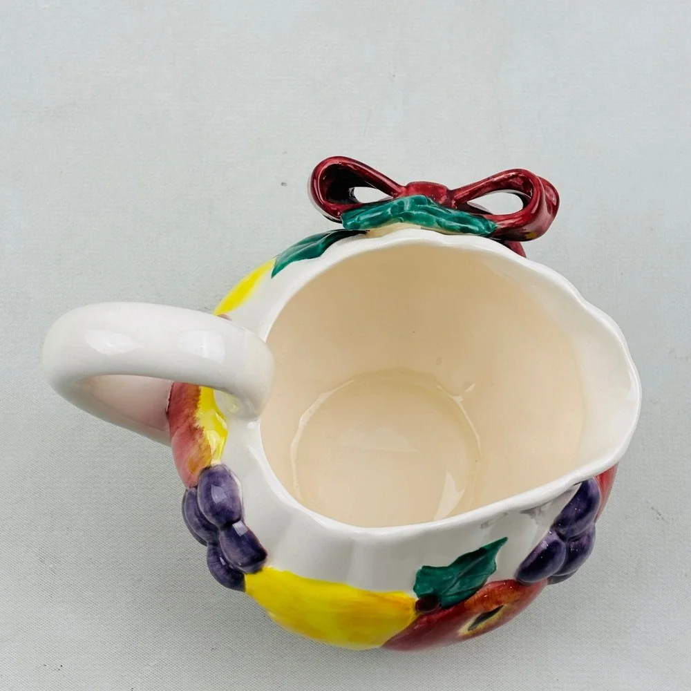 Fitz and Floyd Della Robbia Fruit Bows Creamer Small Serving Pitcher Vintage‎